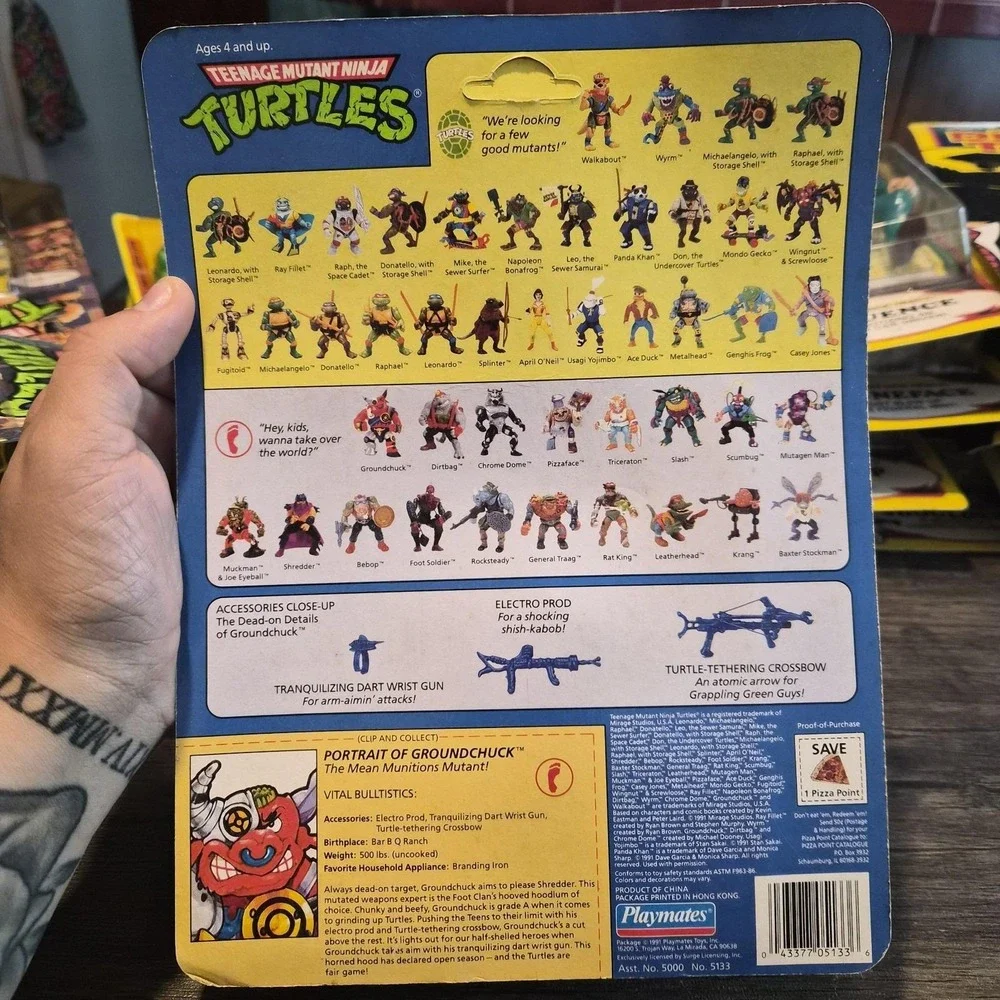 Vintage 1991 TMNT Groundchuck MOC Sealed Playmates Figure Stock #5133